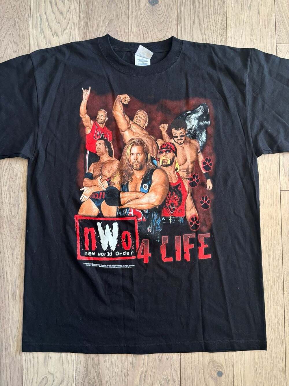 Vintage 1999 WCW nWo Wolfpac 4 Life T-Shirt Size XL